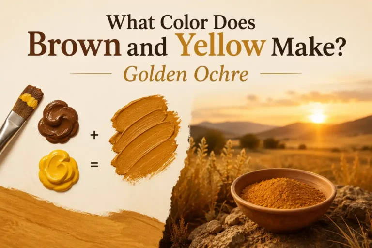 Brown and yellow paint mixed together to create a warm golden ochre color