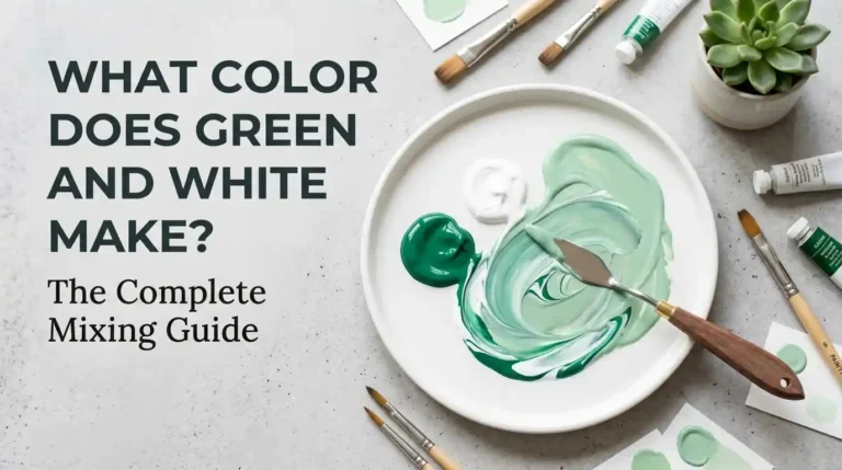 Green and white paint mixed together showing the resulting light green shade