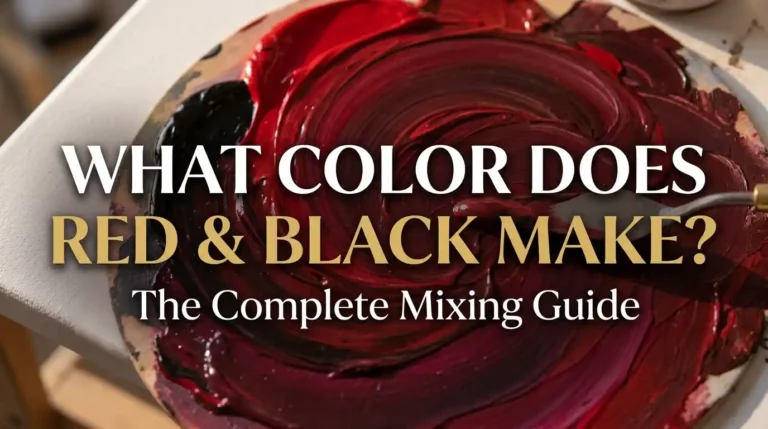 Red and black paint mixed together showing the resulting dark red shade