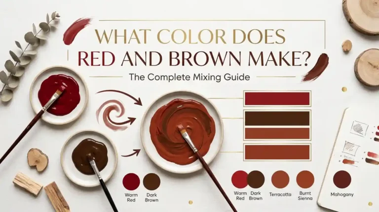 Red and brown paint mixed together showing the resulting warm earthy color shade