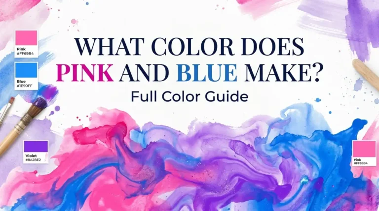 What color does pink and blue make showing pink and blue paint mixing into purple shades