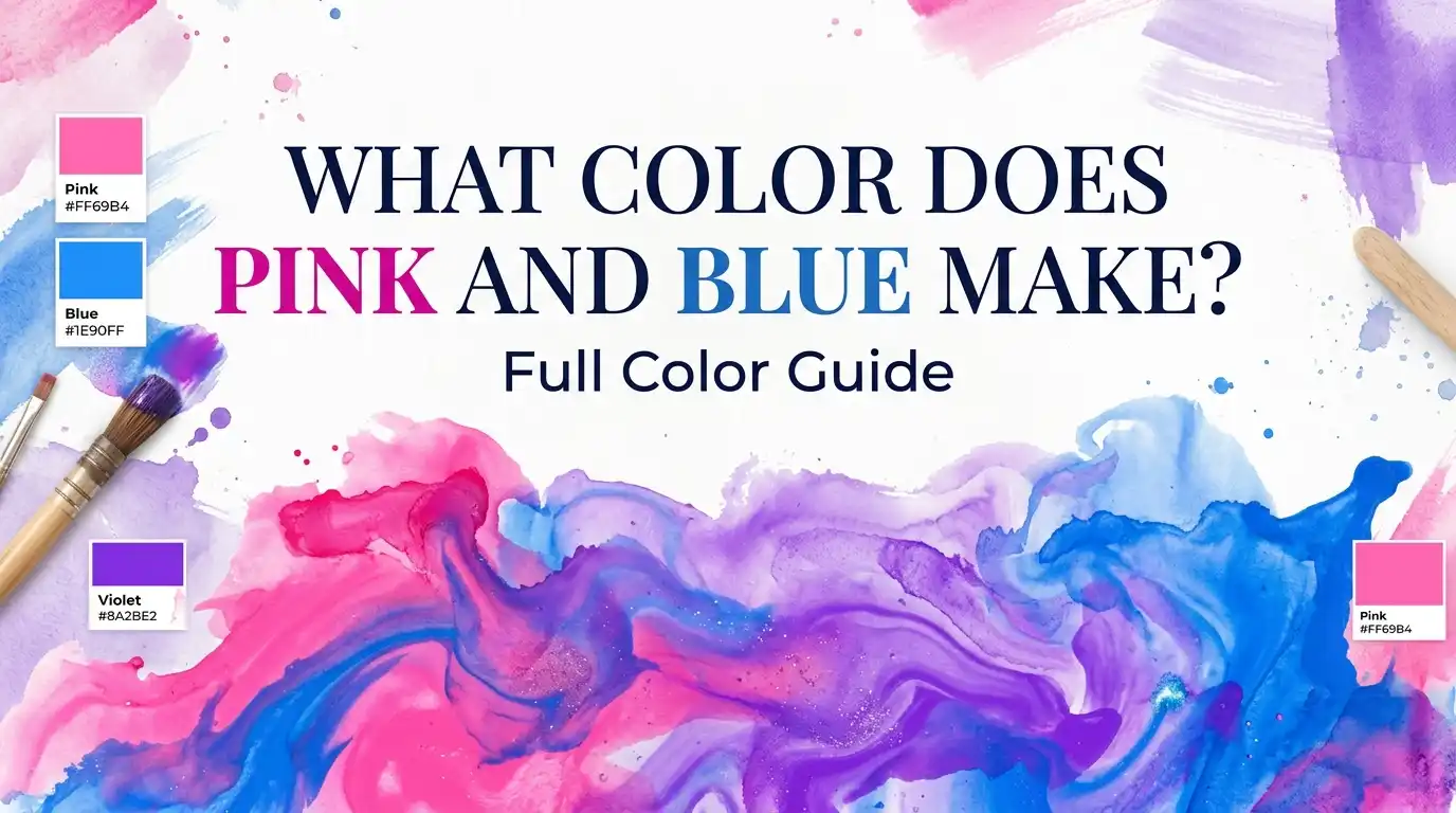 What color does pink and blue make showing pink and blue paint mixing into purple shades