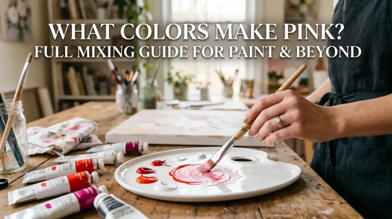What colors make pink paint mixing guide showing red and white blends with different pink shades