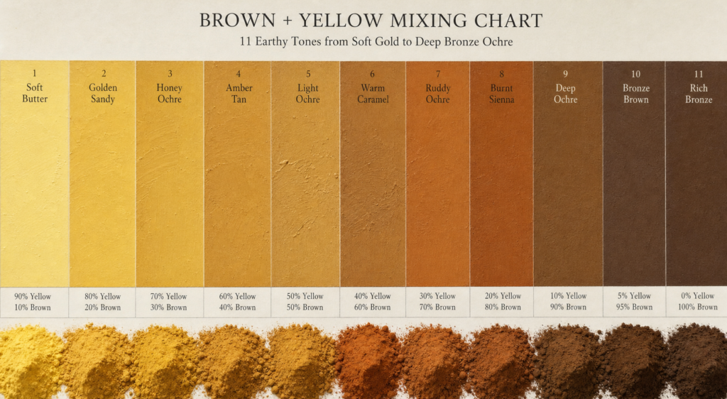Full Mixing Chart: Brown and Yellow Pigment Combinations