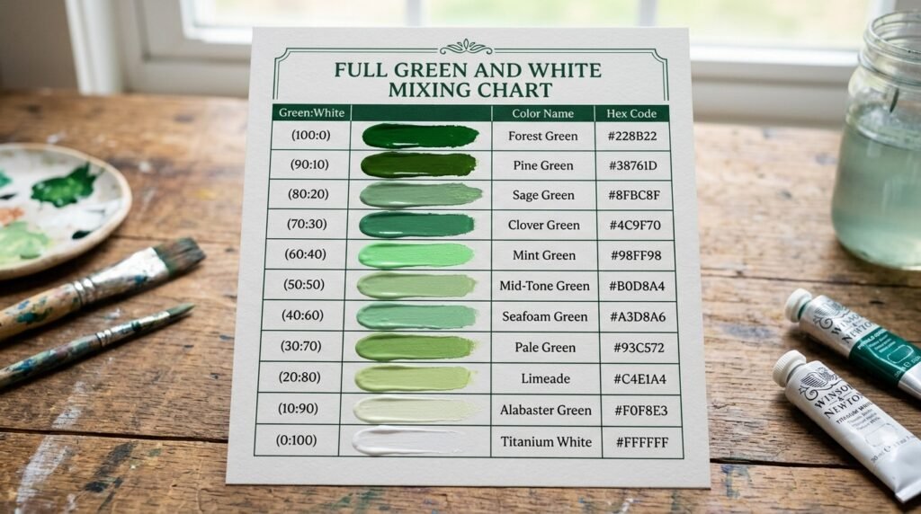 Full Green and White Mixing Chart