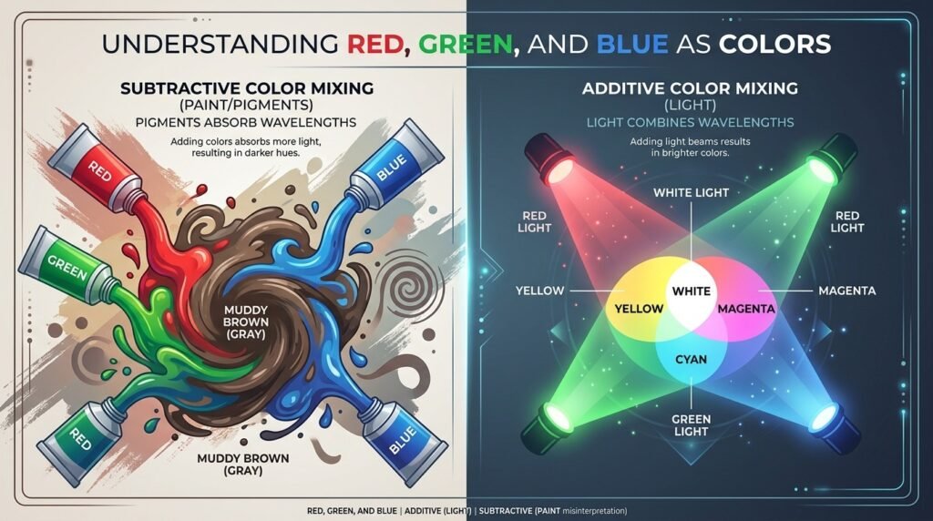 Understanding Red, Green, and Blue as Colors