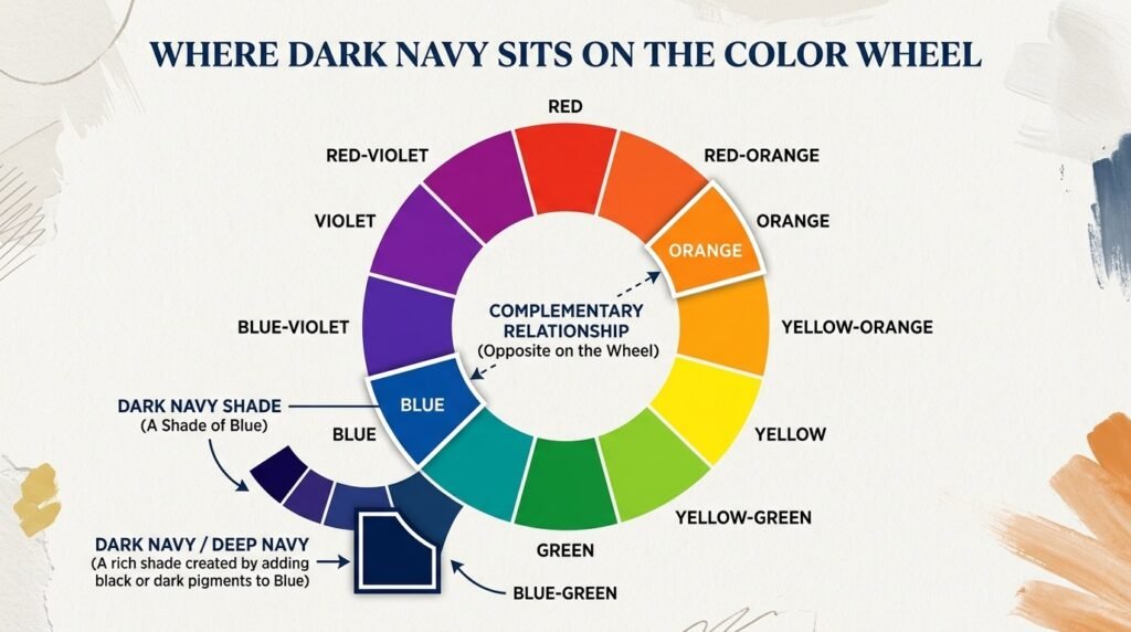Where Dark Navy Sits on the Color Wheel