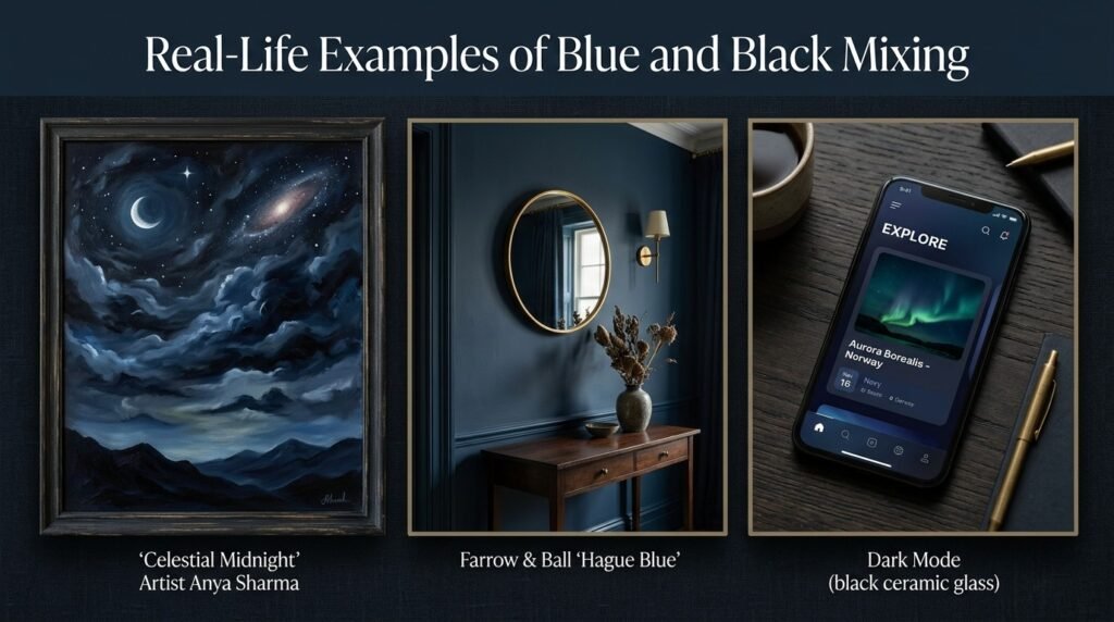 Real-Life Examples of Blue and Black Mixing
