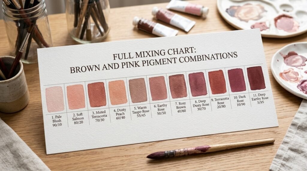 Full Mixing Chart: Brown and Pink Pigment Combinations