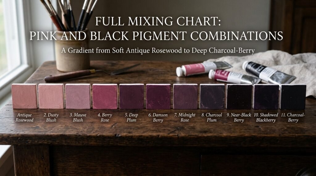 Full Mixing Chart: Pink and Black Pigment Combinations