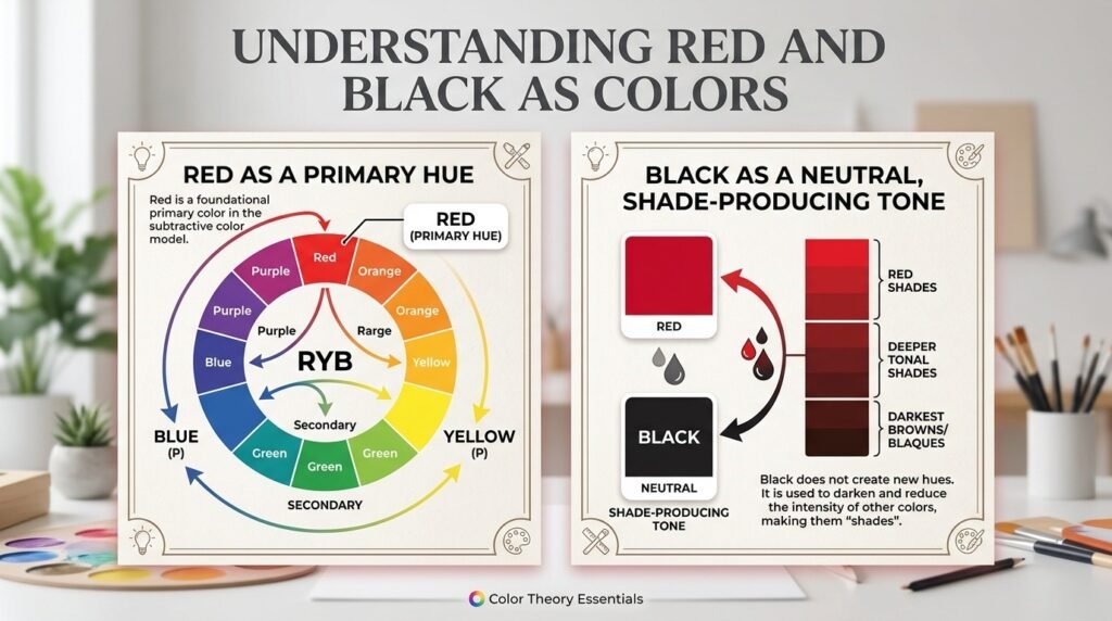 Understanding Red and Black as Colors