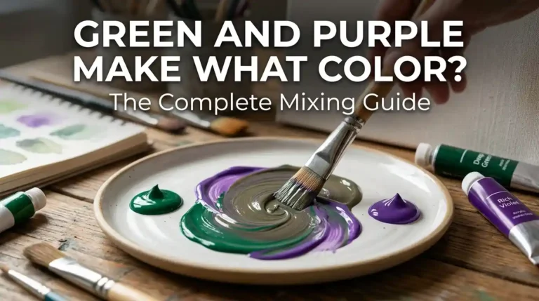 Green and purple paint mixed together showing the resulting color