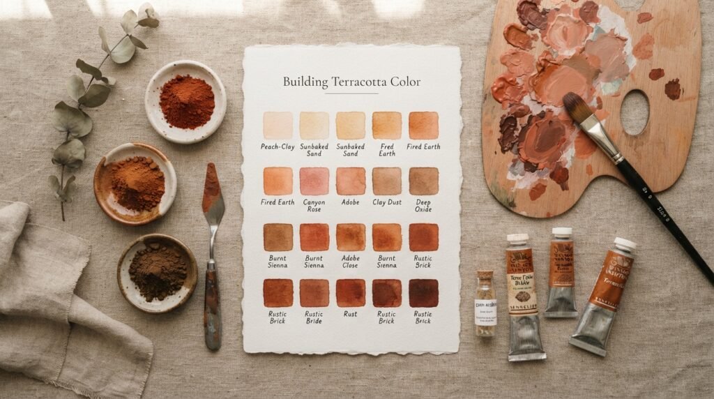 Full Color Mixing Chart: Building Terracotta Color