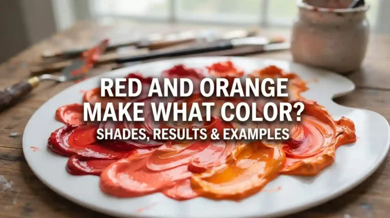 Red and orange paint mixed together showing the resulting color shades