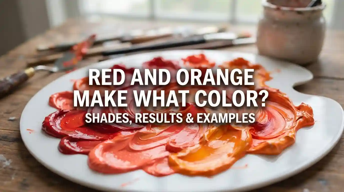 Red and orange paint mixed together showing the resulting color shades