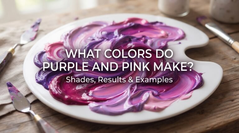 Purple and pink paint mixed together showing the resulting color shades