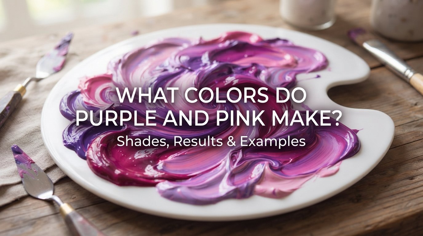 Purple and pink paint mixed together showing the resulting color shades