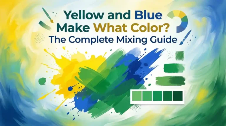 Yellow and blue paint mixed together showing the resulting green color