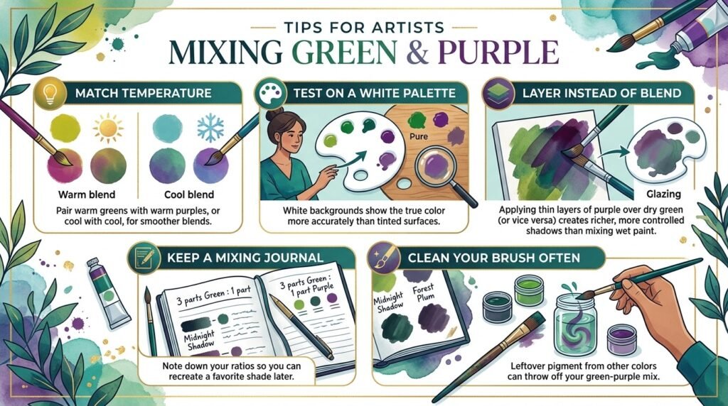 Tips for Artists Mixing Green and Purple