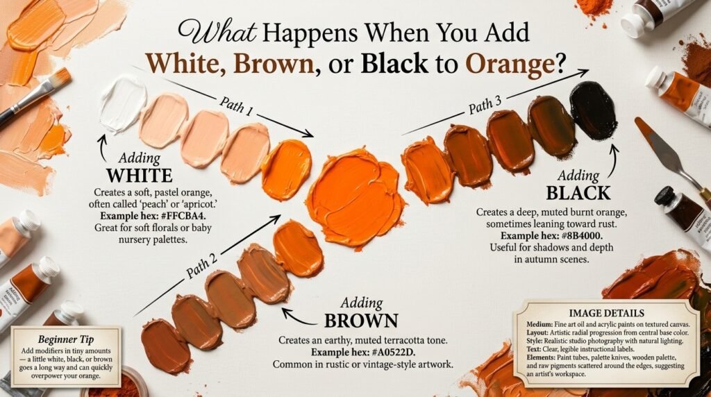 What Happens When You Add White, Brown, or Black to Orange?