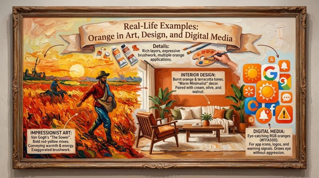 Real-Life Examples: Orange in Art, Design, and Digital Media