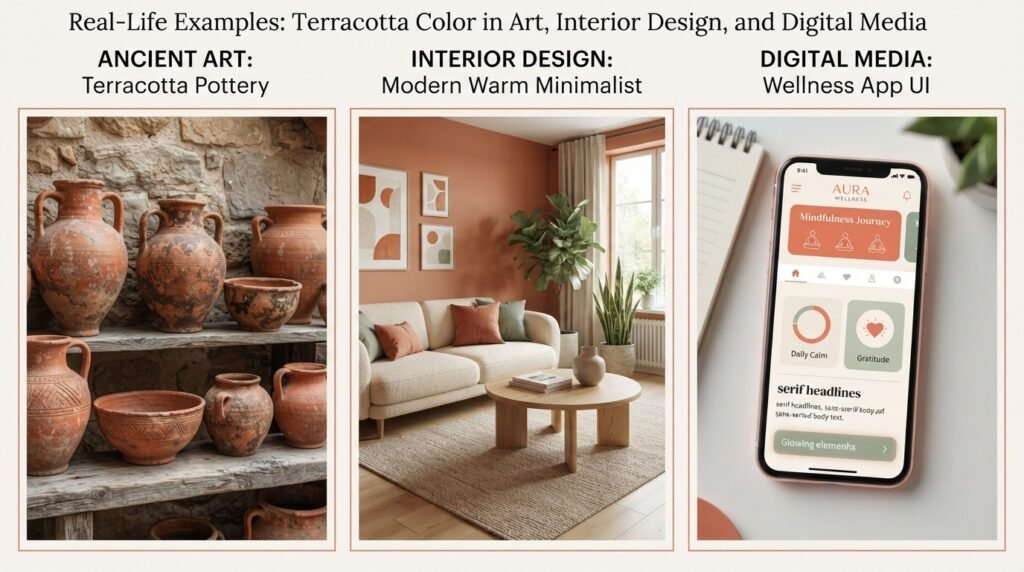 Real-Life Examples: Terracotta Color in Art, Interior Design, and Digital Media