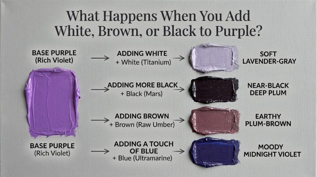What Happens When You Add White, Brown, or Black to Purple?