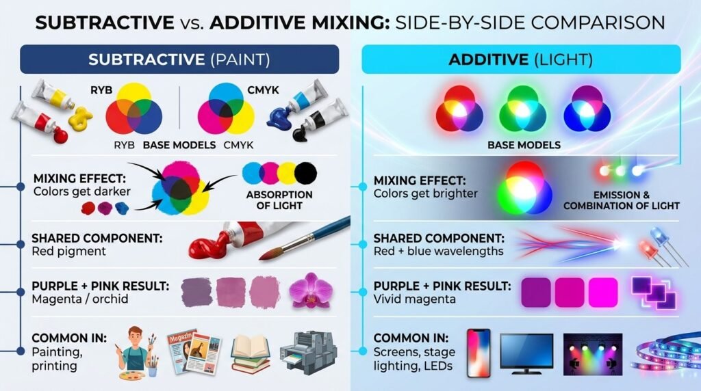 Subtractive vs. Additive Mixing: Side-by-Side Comparison
