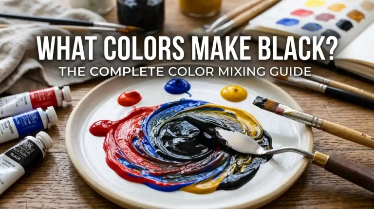 Black paint created by mixing different colors showing the final color result