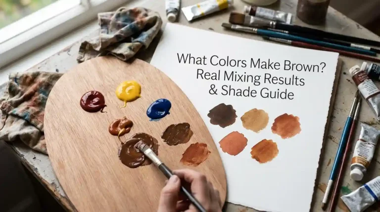 Brown paint created by mixing different colors showing real shade results